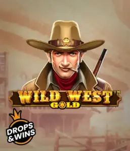  Meet the daring sheriff of "Wild West Gold," a captivating slot game by Pragmatic Play. The graphic depicts a confident sheriff with a golden star badge, set against a dusty Old West town backdrop. The game's title is boldly featured in a stylized font, accentuating the Wild West adventure theme. 